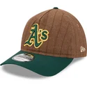 new-era-curved-brim-9twenty-a-frame-wool-pinstripe-oakland-athletics-mlb-brown-and-green-adjustable-cap