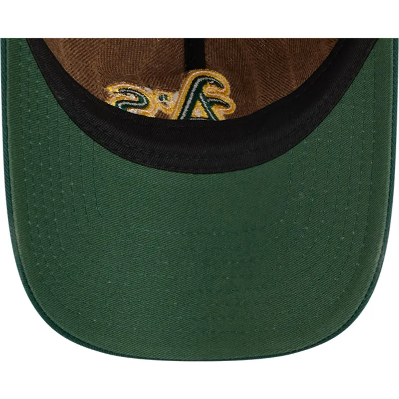cappellino-curvo-marrone-e-verde-regolabile-9twenty-a-frame-wool-pinstripe-degli-oakland-athletics-mlb-di-new-era