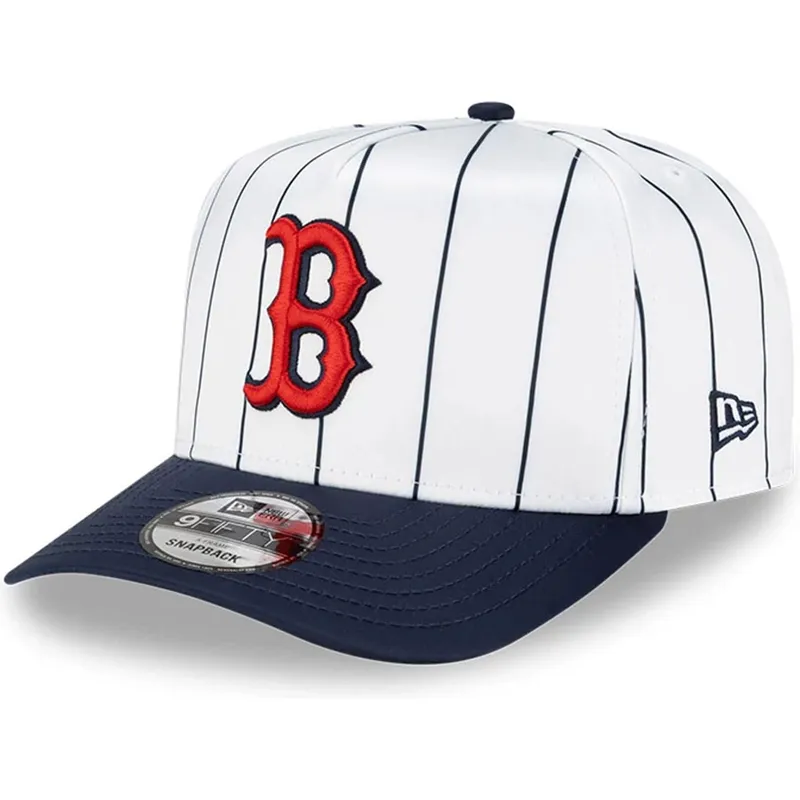cappellino-curvo-bianco-e-blu-navy-snapback-9fifty-a-frame-satin-pinstripe-dei-boston-red-sox-mlb-di-new-era