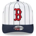 cappellino-curvo-bianco-e-blu-navy-snapback-9fifty-a-frame-satin-pinstripe-dei-boston-red-sox-mlb-di-new-era