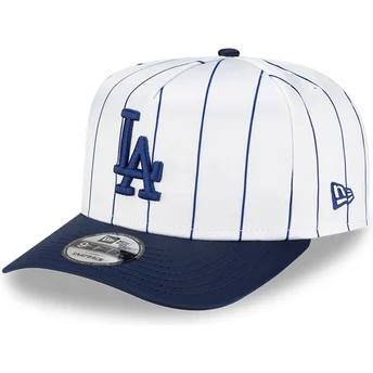 Casquette courbée blanche et bleue snapback 9FIFTY A Frame Satin Pinstripe Los Angeles Dodgers MLB New Era