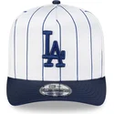 casquette-courbee-blanche-et-bleue-snapback-9fifty-a-frame-satin-pinstripe-los-angeles-dodgers-mlb-new-era
