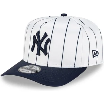 New York Yankees MLB New Era 9FIFTY A Frame Satin Pinstripe vit och marinblå snapback böjd keps
