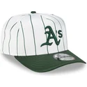 new-era-curved-brim-9fifty-a-frame-satin-pinstripe-oakland-athletics-mlb-white-and-green-snapback-cap