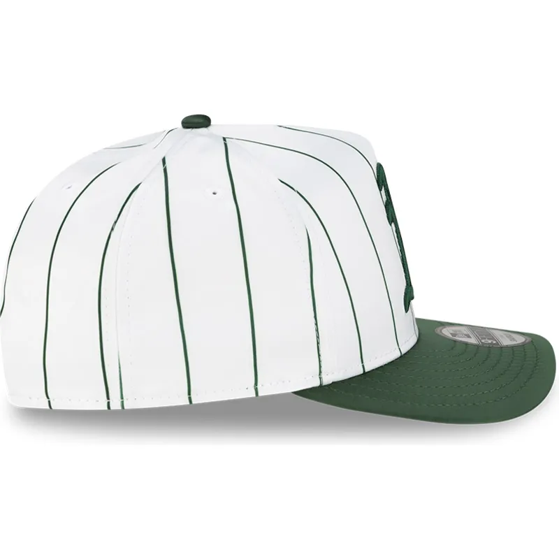 cappello-snapback-bianco-e-verde-9fifty-a-frame-satin-pinstripe-degli-oakland-athletics-mlb-di-new-era