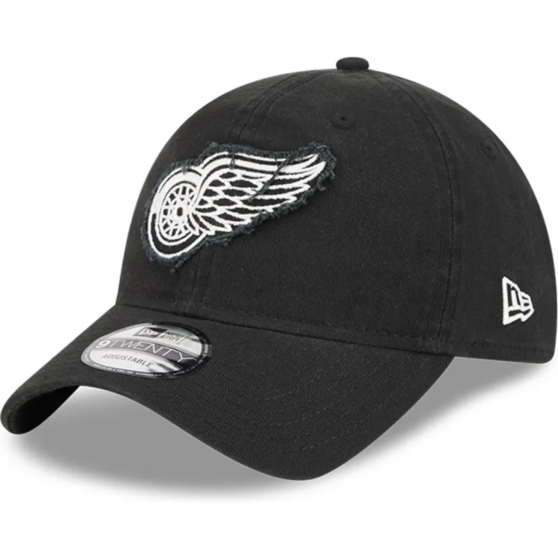 schwarze-verstellbare-9twenty-kappe-mit-gebogenem-schirm-stamp-detroit-red-wings-nhl-von-new-era