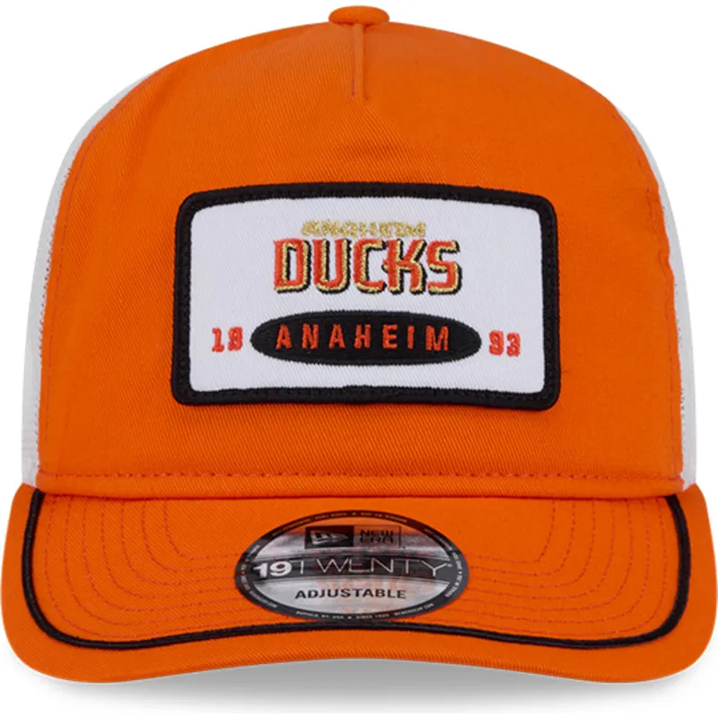 cappellino-curvo-arancione-e-bianco-snapback-19twenty-con-patch-ricamata-dei-anaheim-ducks-nhl-di-new-era