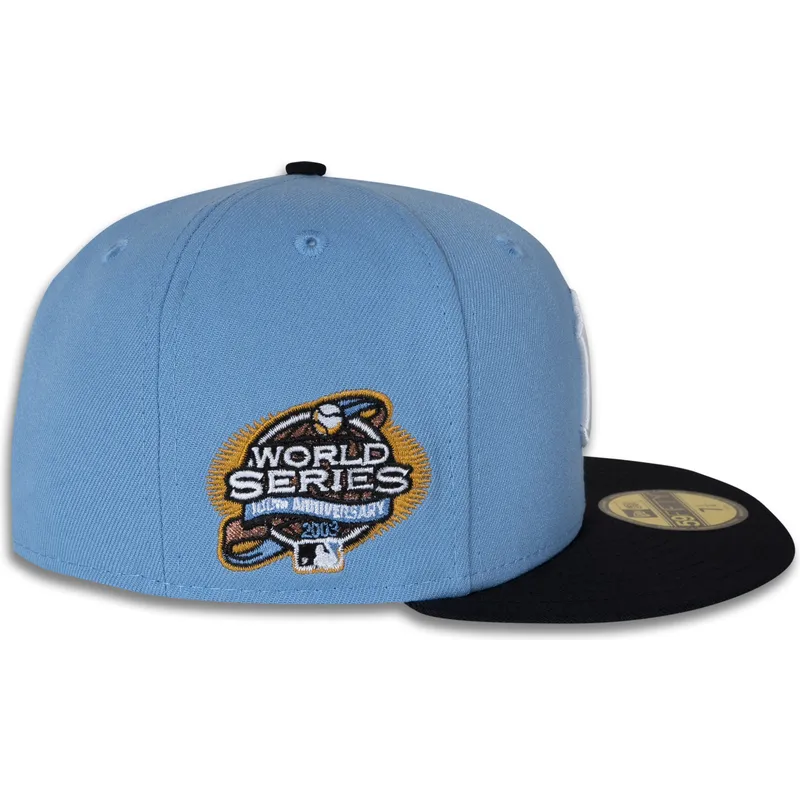flache-blaue-angepasste-59fifty-kappe-world-series-2003-side-patch-der-new-york-yankees-mlb-von-new-era