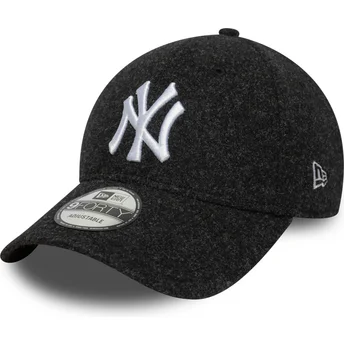 Svart kurvad snapback-keps 9FORTY Melton Wool från New York Yankees MLB av New Era