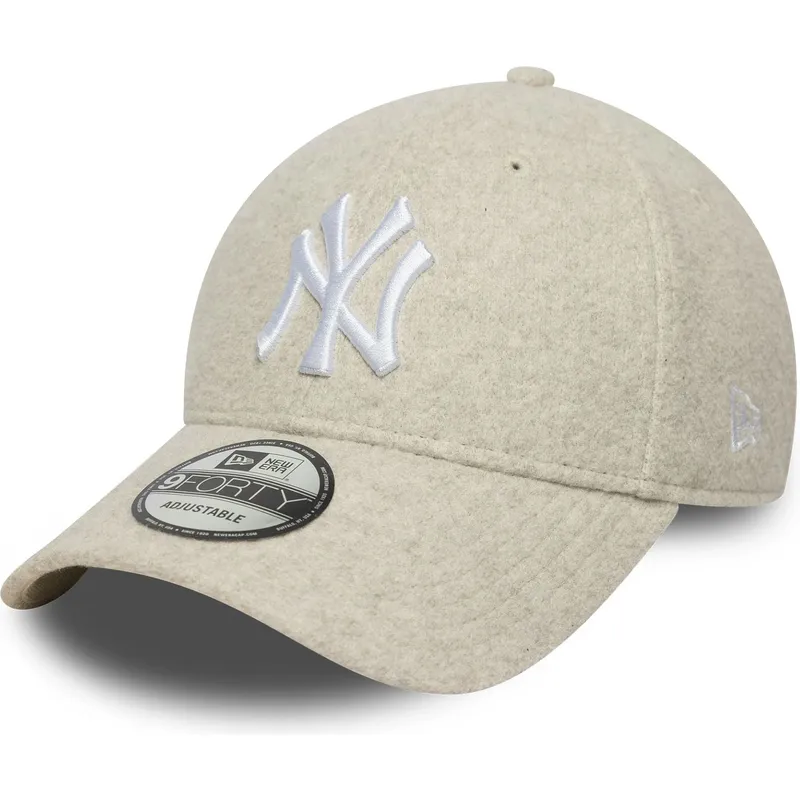 beige-gebogener-snapback-9forty-melton-wool-cap-der-new-york-yankees-mlb-von-new-era