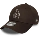 casquette-courbee-marron-ajustable-9forty-outline-los-angeles-dodgers-mlb-new-era