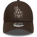 cappellino-visiera-curva-marrone-regolabile-9forty-outline-di-los-angeles-dodgers-mlb-di-new-era