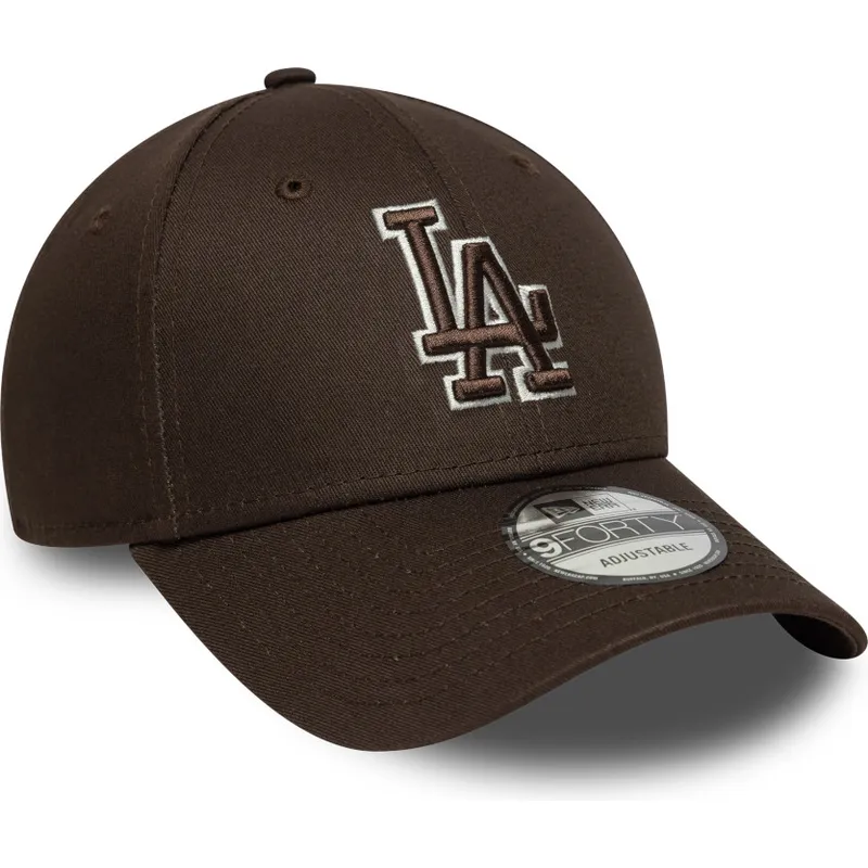 cappellino-curvo-marrone-regolabile-9forty-outline-los-angeles-dodgers-mlb-di-new-era