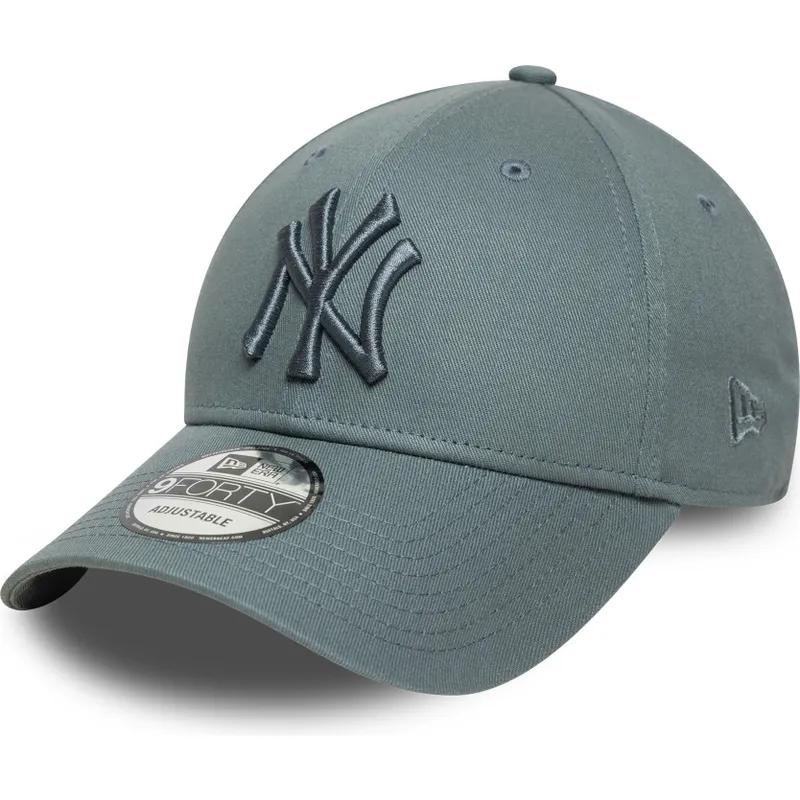 cappellino-grigio-curvo-regolabile-con-logo-grigio-9forty-league-essential-dei-new-york-yankees-mlb-di-new-era