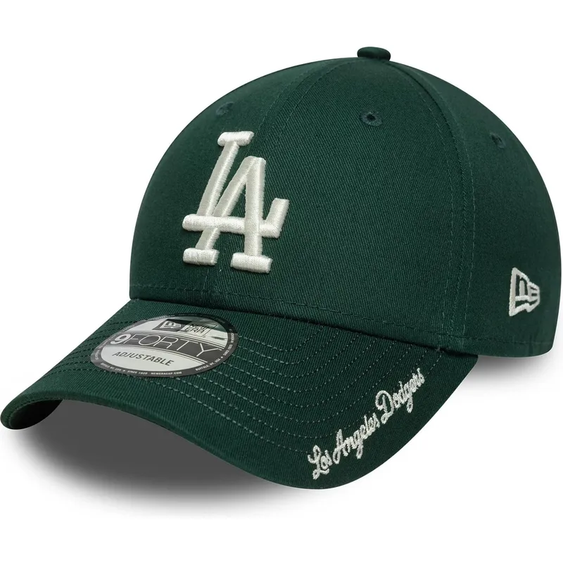 cappellino-curvo-verde-regolabile-9forty-visor-script-dei-los-angeles-dodgers-mlb-di-new-era