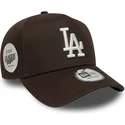 casquette-courbee-marron-snapback-9forty-e-frame-side-patch-los-angeles-dodgers-mlb-new-era