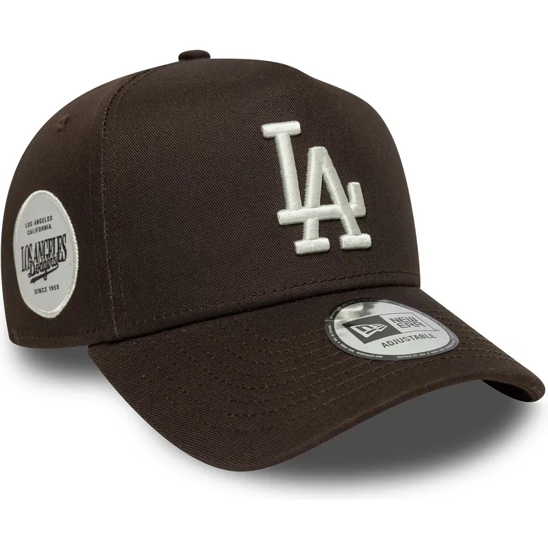 brun-kurvad-keps-snapback-9forty-e-frame-side-patch-fran-los-angeles-dodgers-mlb-av-new-era