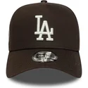 casquette-courbee-marron-snapback-9forty-e-frame-side-patch-los-angeles-dodgers-mlb-new-era