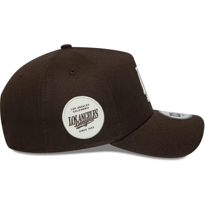 los-angeles-dodgers-mlb-9forty-e-frame-side-patch-braune-snapback-cap-mit-gebogenem-schirm-von-new-era