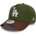 cappellino-curvo-verde-e-marrone-snapback-9forty-e-frame-suede-visor-dei-los-angeles-dodgers-mlb-di-new-era
