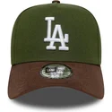 cappellino-curvo-verde-e-marrone-snapback-9forty-e-frame-suede-visor-dei-los-angeles-dodgers-mlb-di-new-era