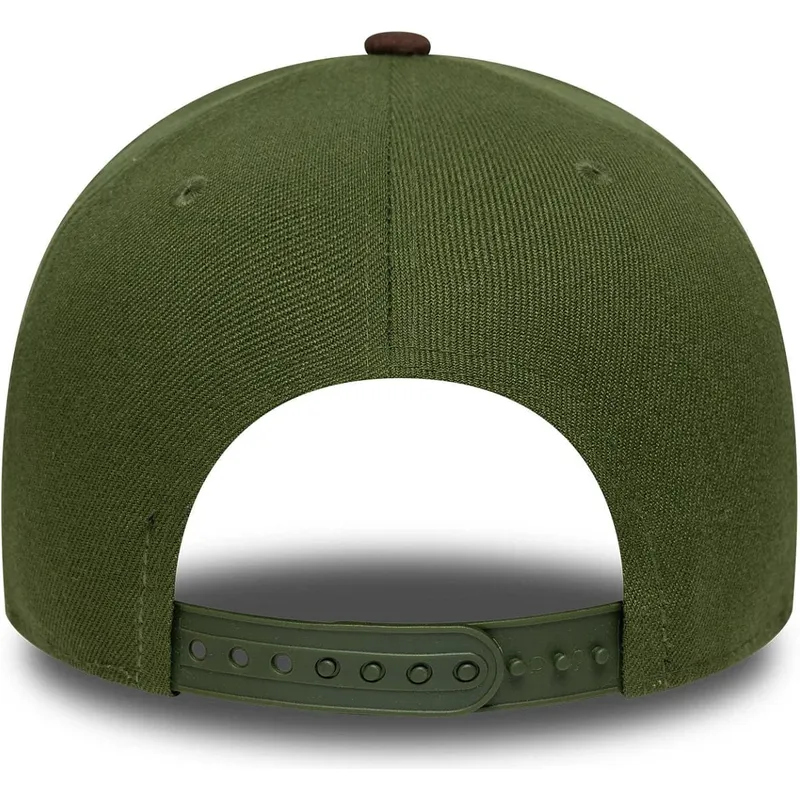 cappellino-curvo-verde-e-marrone-snapback-9forty-e-frame-suede-visor-dei-los-angeles-dodgers-mlb-di-new-era