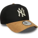 casquette-courbee-noire-et-marron-snapback-9forty-e-frame-suede-visor-new-york-yankees-mlb-new-era