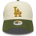 beige-och-gron-kurvad-keps-snapback-9forty-e-frame-world-series-patch-fran-los-angeles-dodgers-mlb-av-new-era