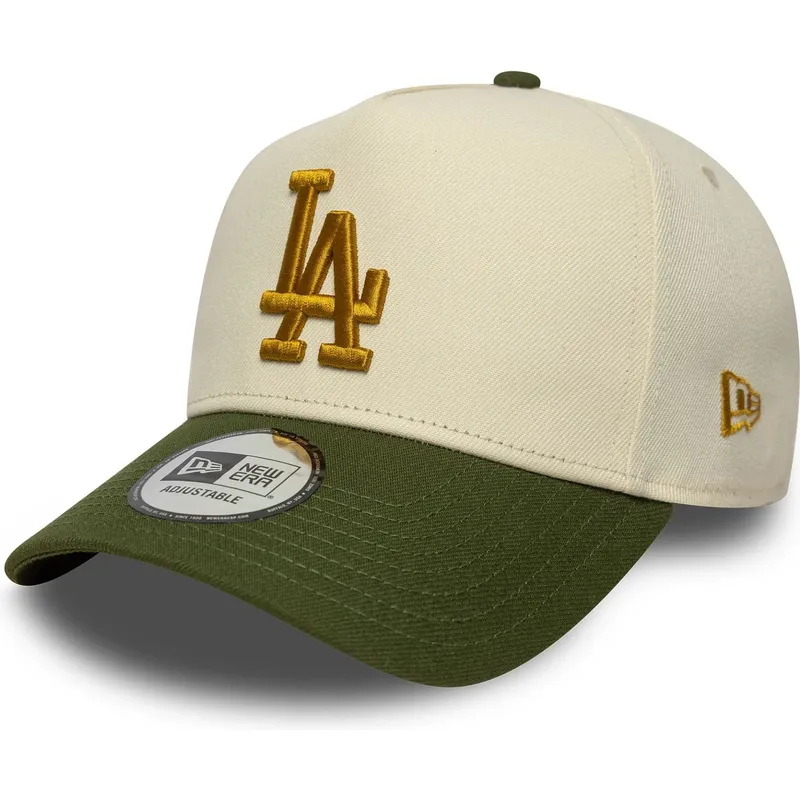 beige-och-gron-kurvad-keps-snapback-9forty-e-frame-world-series-patch-fran-los-angeles-dodgers-mlb-av-new-era