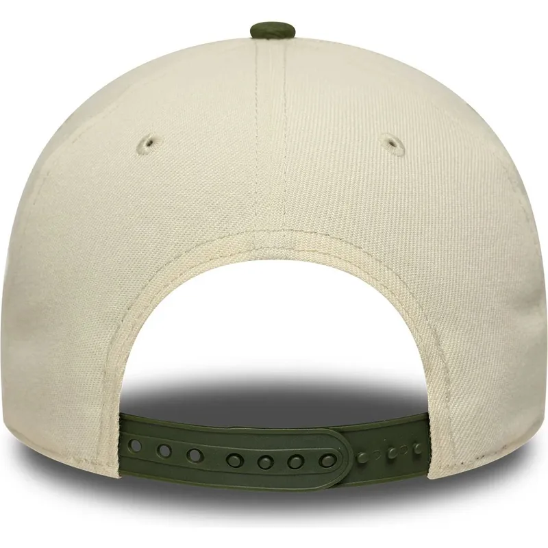 cappellino-curvo-beige-e-verde-snapback-9forty-e-frame-world-series-patch-dei-los-angeles-dodgers-mlb-di-new-era