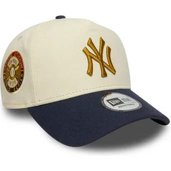 Cappellino curvo beige e blu marino snapback 9FORTY E Frame World Series Patch di New York Yankees MLB di New Era