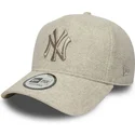 beige-gebogene-snapback-kappe-mit-beige-logo-9forty-e-frame-melton-der-new-york-yankees-mlb-von-new-era