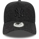 casquette-courbee-noire-snapback-avec-logo-noir-9forty-e-frame-melton-new-york-yankees-mlb-new-era