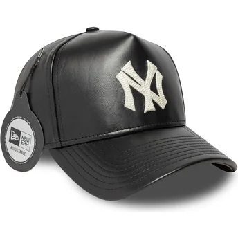 Cappellino curvo nero regolabile 9FORTY E Frame Img Leather dei New York Yankees MLB di New Era