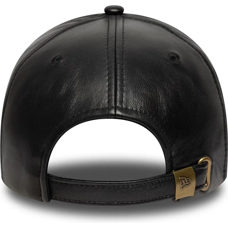 verstellbare-schwarze-gebogene-kappe-9forty-e-frame-img-leather-der-new-york-yankees-mlb-von-new-era