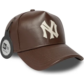 Brun böjd justerbar keps 9FORTY E Frame Img Leather från New York Yankees MLB av New Era