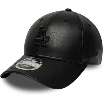 Casquette courbée noire snapback avec logo noir 9FORTY M-Crown PU Los Angeles Dodgers MLB New Era