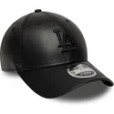 casquette-courbee-noire-snapback-avec-logo-noir-9forty-m-crown-pu-los-angeles-dodgers-mlb-new-era