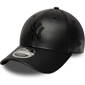 Casquette courbée noire snapback avec logo noir 9FORTY M-Crown PU New York Yankees MLB New Era