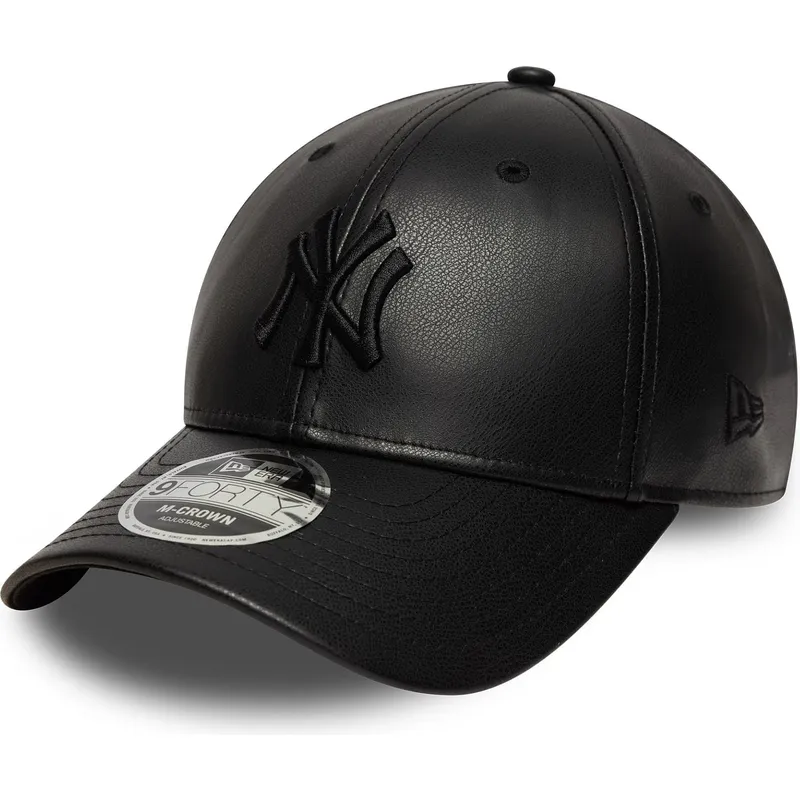 new-era-new-york-yankees-mlb-9forty-m-crown-pu-snapback-cap-mit-gebogenem-schirm-und-schwarzem-logo-in-schwarz