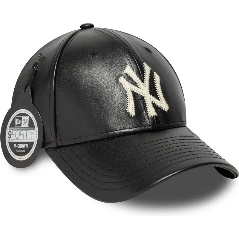 cappellino-curvo-nero-regolabile-9forty-m-crown-img-leather-dei-new-york-yankees-mlb-di-new-era
