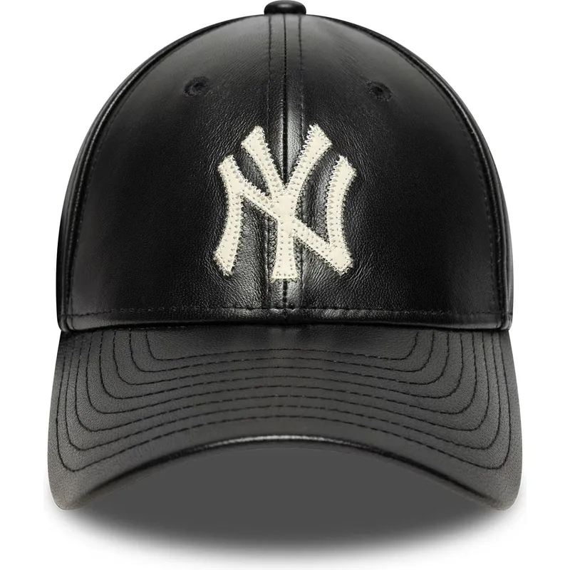 verstellbare-schwarze-9forty-m-crown-img-leather-kappe-mit-gebogenem-schirm-der-new-york-yankees-mlb-von-new-era