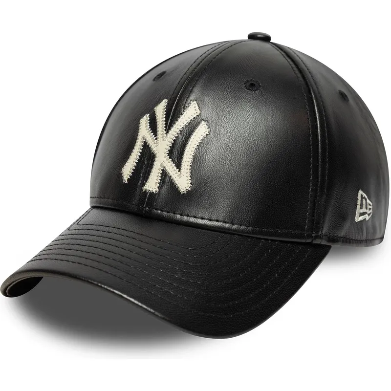 verstellbare-schwarze-9forty-m-crown-img-leather-kappe-mit-gebogenem-schirm-der-new-york-yankees-mlb-von-new-era