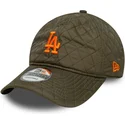 new-era-curved-brim-orange-logo-9twenty-quilted-los-angeles-dodgers-mlb-green-adjustable-cap
