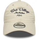 casquette-courbee-beige-ajustable-west-village-9twenty-wordmark-new-era
