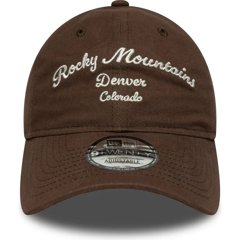 verstellbare-braune-curved-cap-rocky-mountains-9twenty-wordmark-von-new-era