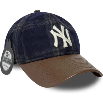 Casquette courbée bleue marine et marron ajustable 9TWENTY Img Loden Leather New York Yankees MLB New Era