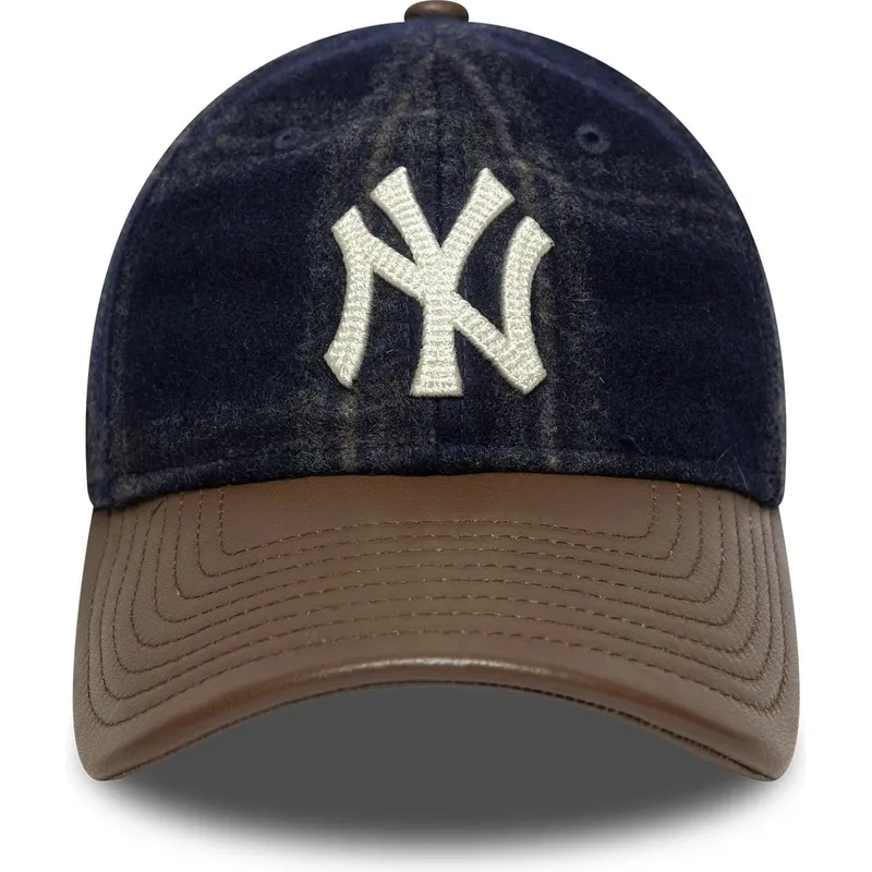 marineblaue-und-braune-verstellbare-9twenty-img-loden-lederkappe-der-new-york-yankees-mlb-von-new-era