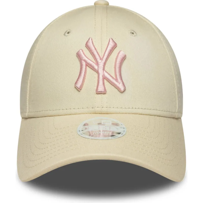 bojd-beige-justerbar-keps-for-dam-med-rosa-logotyp-9forty-league-essential-fran-new-york-yankees-mlb-av-new-era