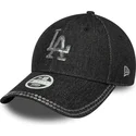 casquette-courbee-noire-ajustable-pour-femme-9forty-sequin-denim-los-angeles-dodgers-mlb-new-era